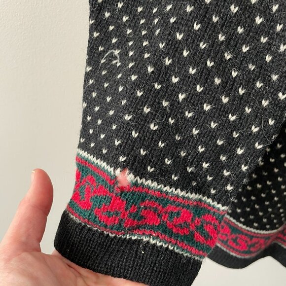 Vintage CLIMAX By Sacha Fair Isle Sweater Black Red Medium - Picture 5 of 8